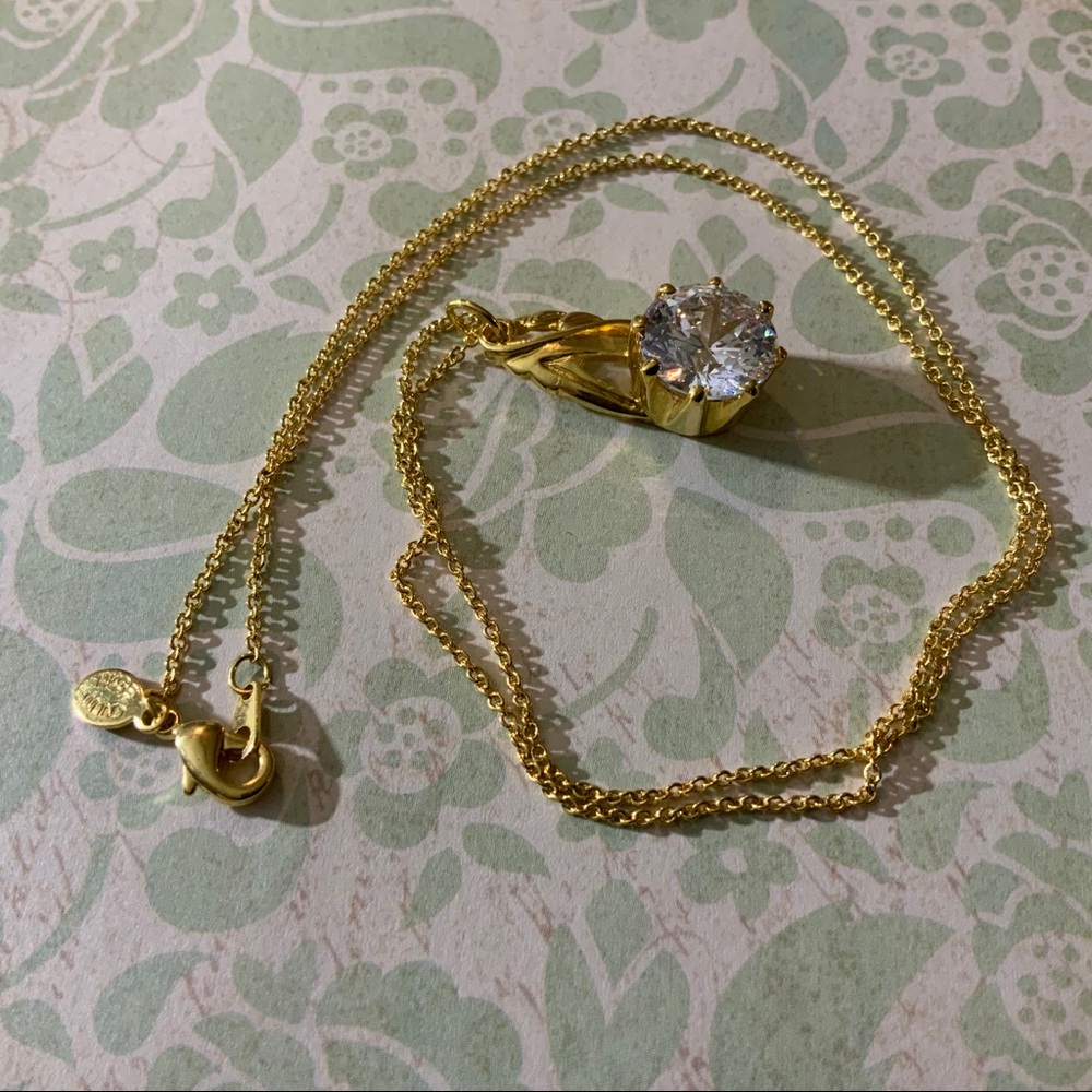 CZ NECKLACE 16” BRILLIANT STONE NEW vintage